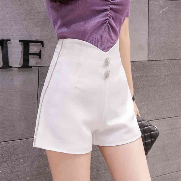 

women shorts high waisted korean all-match loose casual outfit girls summer beach clothing plus size 210601, White;black