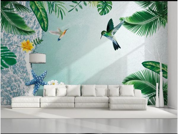 

wallpapers 3d wall murals wallpaper for living room modern tropical plant beach hummingbird home decor po rolls in the