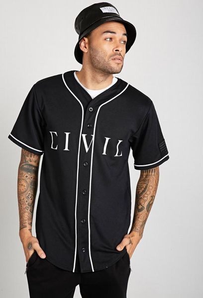 

45116454 blank custom baseball jersey men women size s-3xl white button down pullover, Blue;black