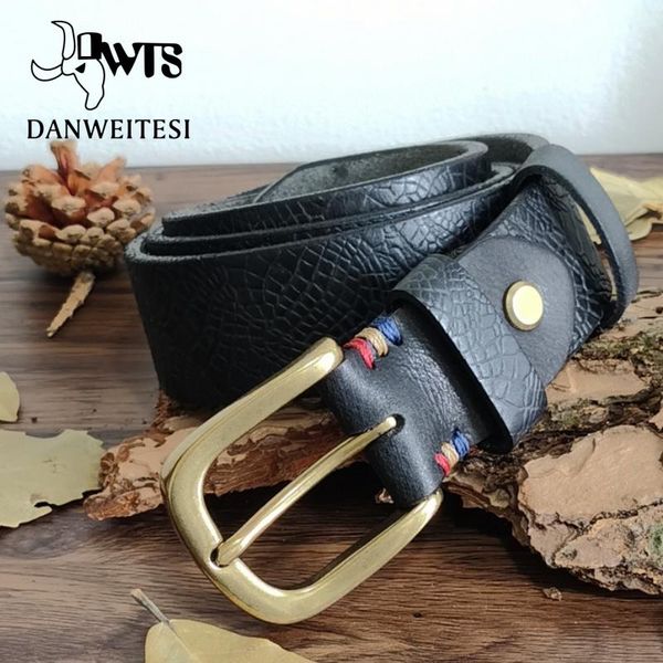 

belts [dwts]genuine leather belt men luxury strap male fashion wild pin buckle embossing decorative pattern high quality, Black;brown