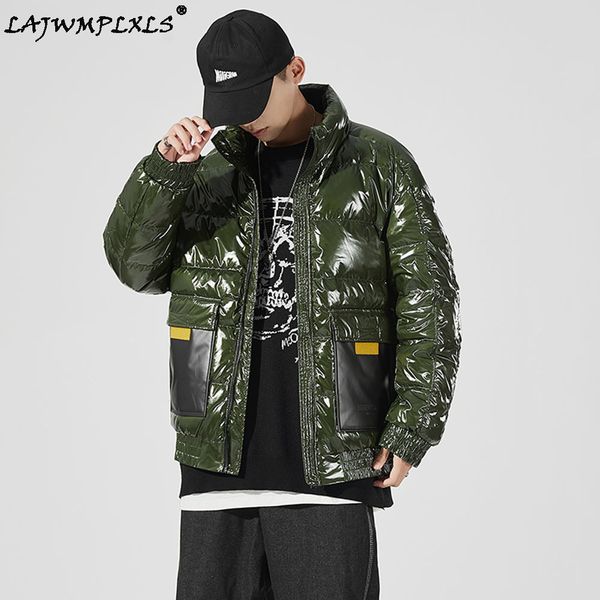 

plus size winter mens down coats fashion jackets and thick warm bright hoodes clothing, Black