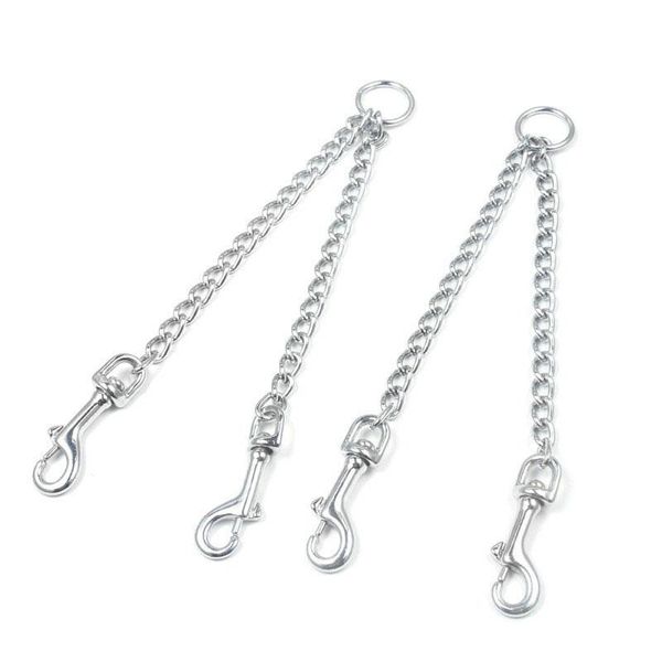 

dog collars & leashes 2.5mm*40cm iron chain double leash for tow dogs pet coupler small running walking