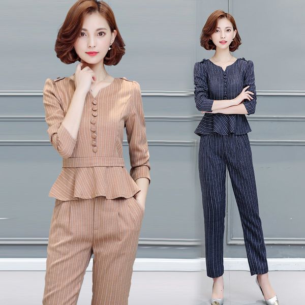 

spring and autumn joint mode of women pencils ol vertical stripe two-piece new products x3c2, Gray