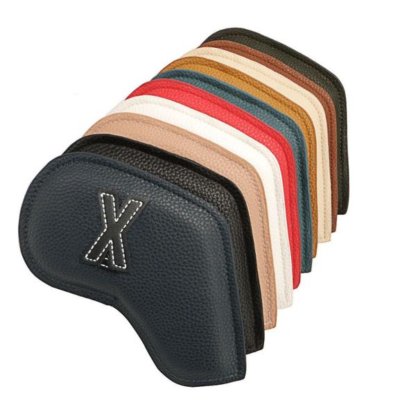 

golf training aids double-sided digital iron head cover club protector waterproof pu leather 4-9 aspx set