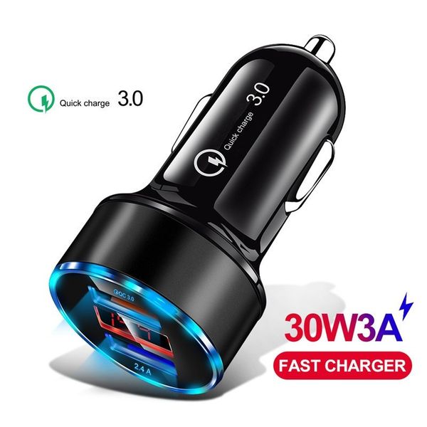 

3a quick charge 3.0 usb car charger led display high speed car chargers for iphone samsung android phone gps pc mp3