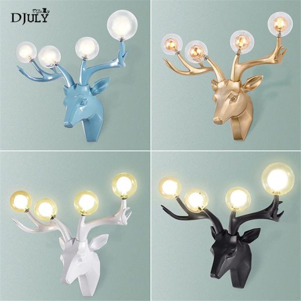 

wall lamp nordic minimalism 4 heads glass shade deer for tv background living room study home deco bedroom led light