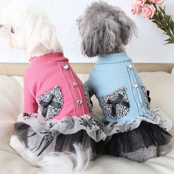 

ysgj fall and winter 2019 new small fragrance geomantic diamond skirt pet clothing dog clothing