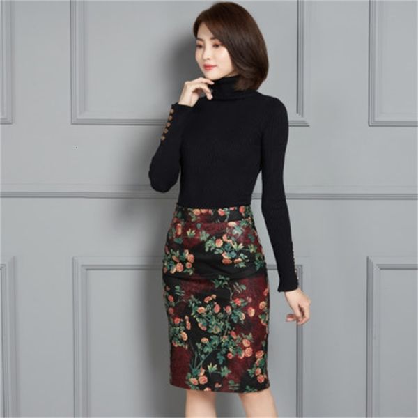 

2021 new fashion genuine royal sheep hide skirt k21 m71i, Black