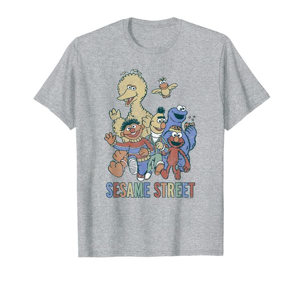 

sesame street colorful group t shirt, White;black