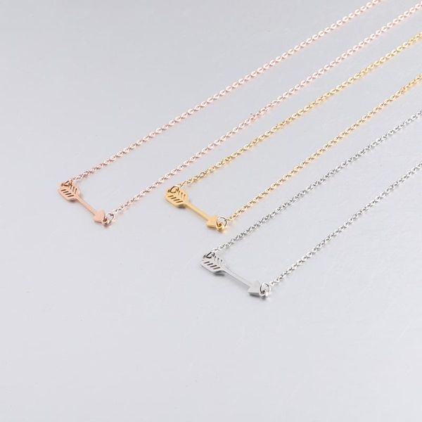 

chains retro fashion design feather arrow modeling shape necklace clavicle chaintemperament women choker jewelry pendant gift, Silver