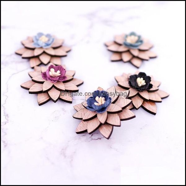 Pins Jewelrypins Spille Liiway Spilla vintage Spilla fatta a mano Fiore in legno per uomo Abito da festa nuziale Signori Fiore all'occhiello Cor Drop D