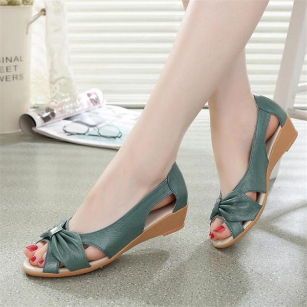 

sandals summer peep-toe women genuine leather high heeled female platform shoes woman casual solid shallow, Black