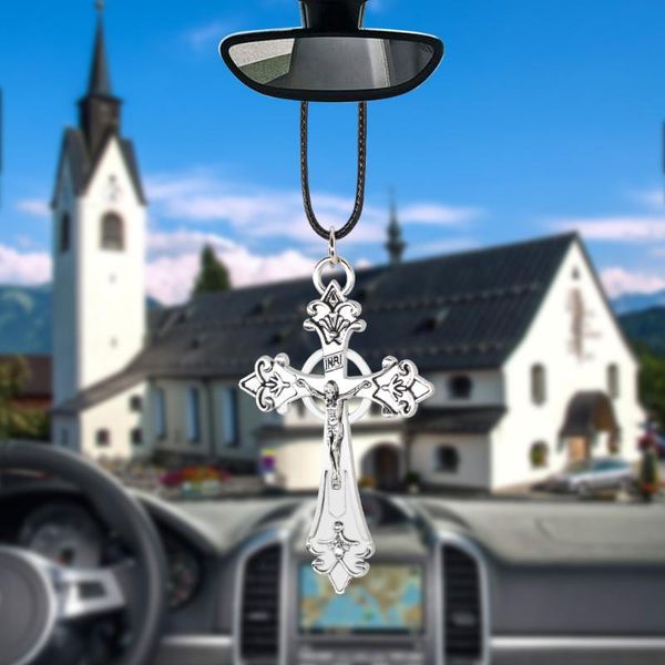 

charms zinc alloy jesus crucifix cross car rearview mirror decoration car pendant automobiles decor ornaments accessories gifts