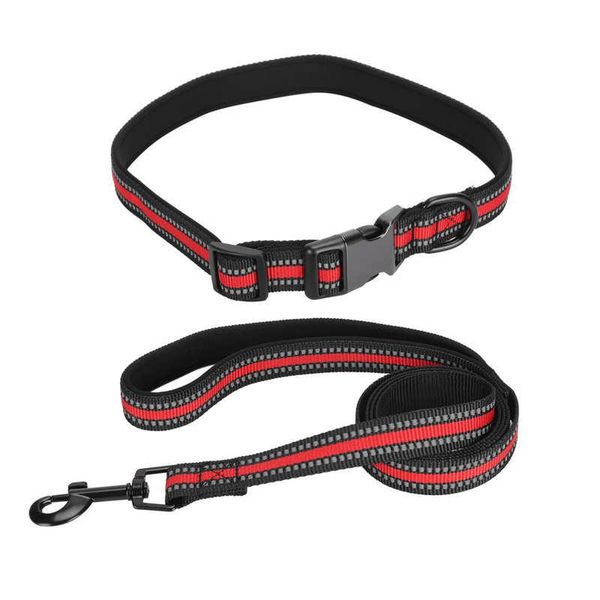 

3 size pet dog reflective collar traction rope set reflective webbing+neoprene comfortable walking collar traction rope set
