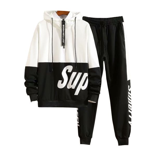 

men's hoodies & sweatshirts suit spring sportswear 2021 casual hoodie long sleeve sweatshirt + sweatpants fitness jogging, Black