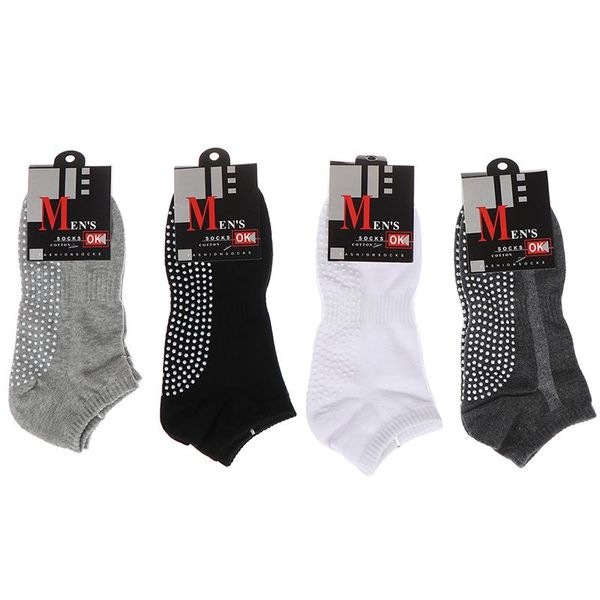 Sports Socks 1Pair Men's Cotton Non Slip Yoga com garras de piso anti-skid respirável para pilates Tamanho da ginástica 39-44