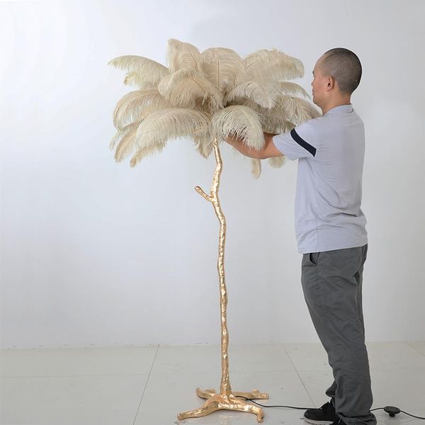 

nordic ostrich feather lamp studio kitchen american farmhouse art decor tree floor lamp indoor home brass floor