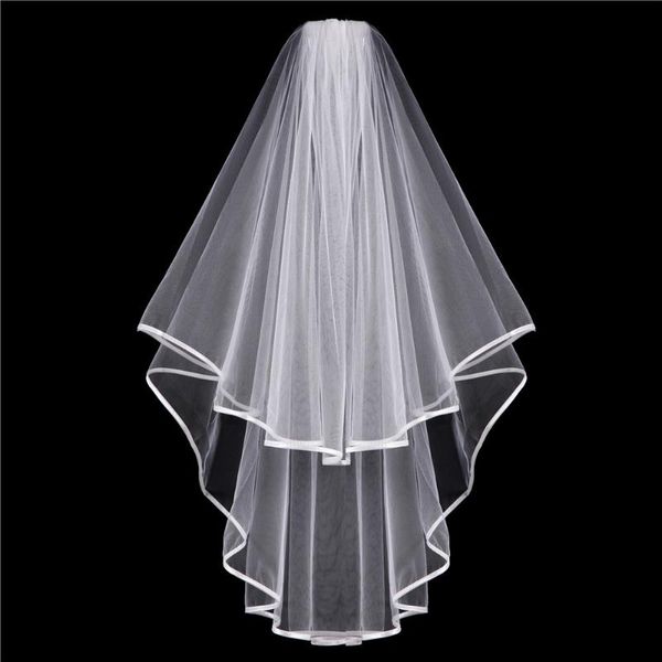 

bridal veils white ivory two layer wedding veil of short with comb veu noiva curto, Black