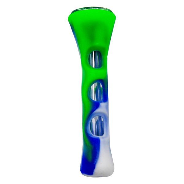 egosmoker Fashion Horn Shape FDA Silicone Glass Smoking Herb Pipe 20MM One Hitter Pipes Piroga Tabacco Sigaretta Pipa Mano Cucchiaio Tubi Accessori