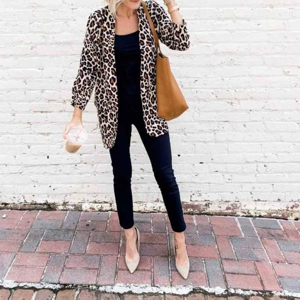 

new 2021 blazers leopard print women's suit jackets office coats ladies casual jacket women office clothing lady suit blazer, White;black