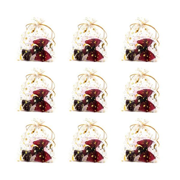 

100pcs drawstring gift gauze bag gold stamping star moon printed storage bag jewelry wrapping multi-purpose net yarn for