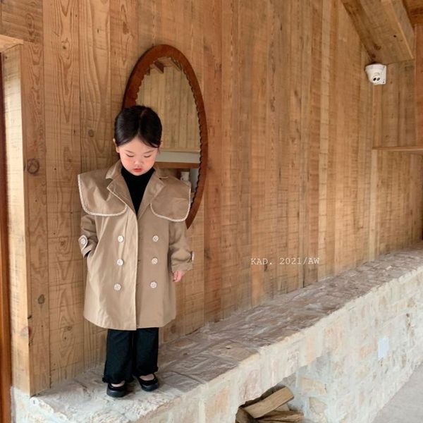 

coat autumn children shawl windbreaker korean girls loose fashion long trench, Blue;gray