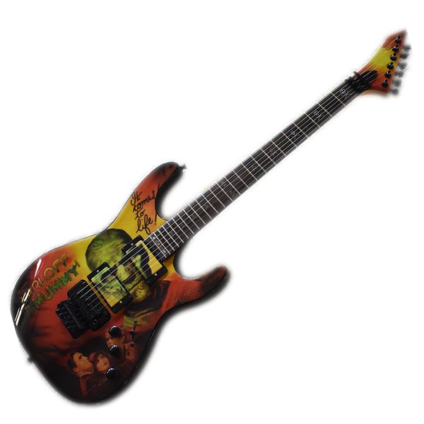 

factory outlet-6 strings black electric guitar with floyd rose,rosewood fingerboard