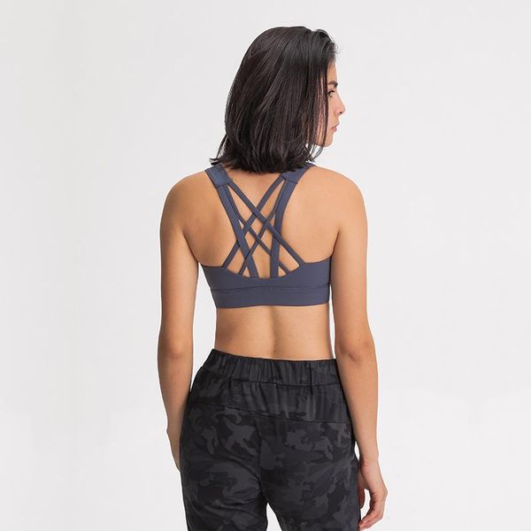 

gym clothing 2021 summer double-sided single grinding sports bra cross back shaping shockproof upper support high strength, White;black