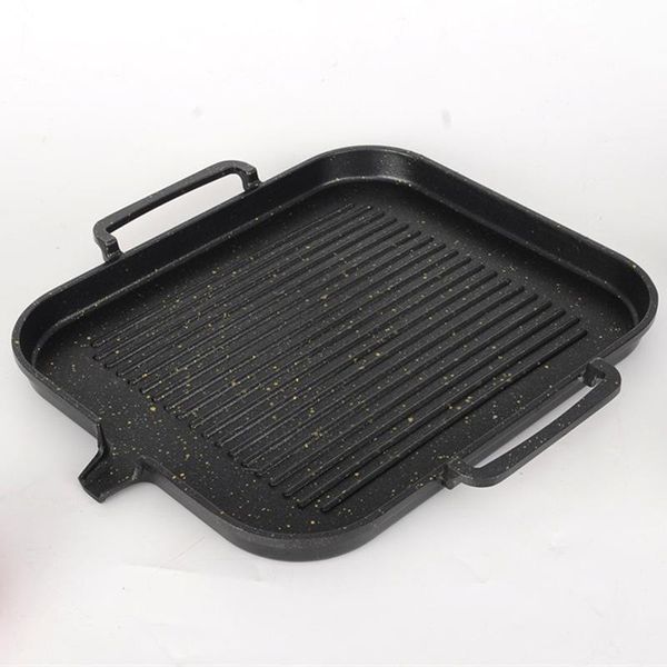 

frying pan korean induction cooker baking tray square barbecue tray teppanyaki smokeless non-stick barbecue pot supplie