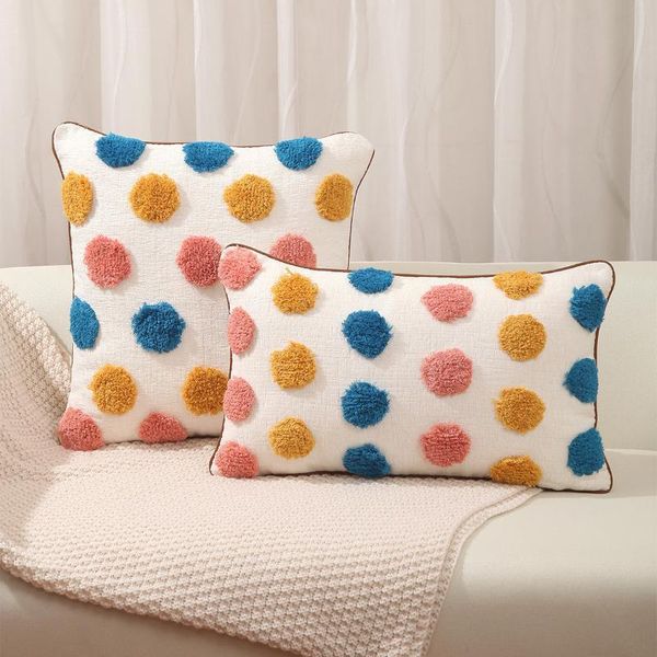 

cushion/decorative pillow candy dot embroidery cushion cover tassels circle home decor 45x45cm geometrictufted sofa pillowcase sham