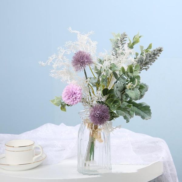 

decorative flowers & wreaths artificial flower silk dandelion eucalyptus hybrid bouquet fake plants wedding home decoration tab