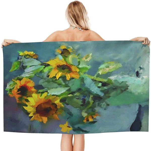 

towel sunflower oil print microfiber luxury quick dry beach summer cushion swimming fitness yoga robe bathroom products