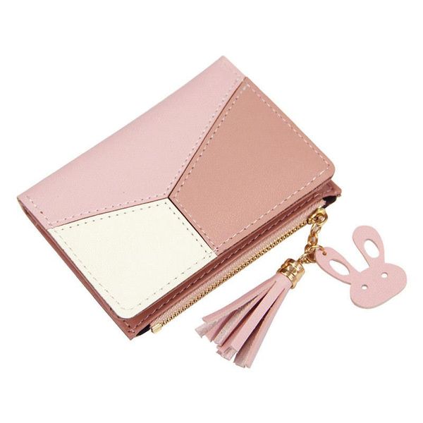 

wallets women cute geometric pocket purse card holder patchwork wallet lady female fashion short coin money bag wholesale, Red;black