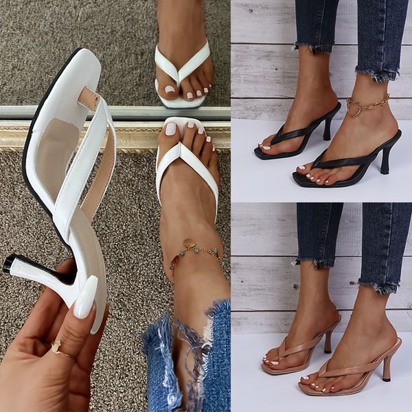 

luxury slippers women's slippers with slim heels in summer 2021, Black