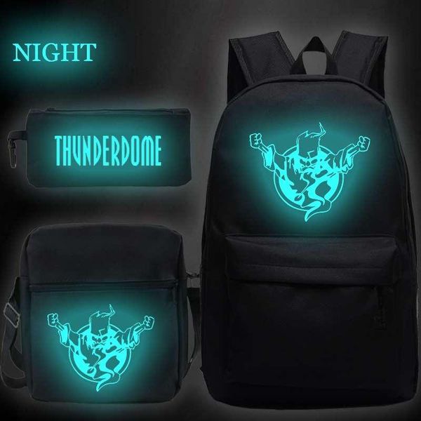 

backpack thunderdome luminous backpacks 3 pcs set mochila boys girls book bag students school teens men women laptop