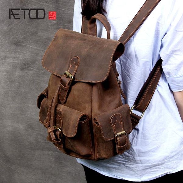 

backpack aetoo vintage leather backpack, crazy horse ladies small