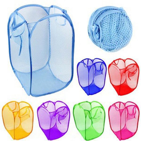 

storage baskets 1pcs large laundry basket light nylon mesh foldable household dirty clothes bag bin washing child organization