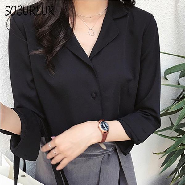 

women's blouses & shirts solid color chiffon women blouse spring autumn office lady suit collar long sleeve white shirt female plus siz
