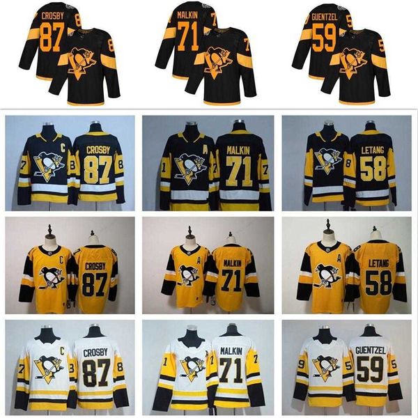 

2020 pittsburgh penguins jersey 87 sidney crosby 71 evgeni malkin phil kessel kris letang lemieux matt murray guentzel hockey jersey, Black