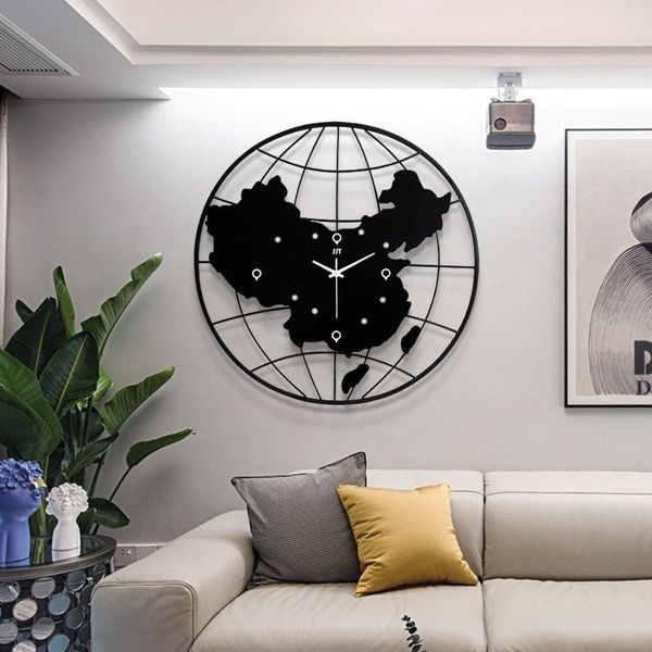 

wall clocks simple ins net red map of china metal clock for living room bedroom study decor milk tea shop coffee bookstore