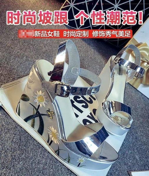 

sandals 2021 summer platform women flower buckle high heel, Black