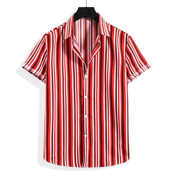 

men's casual shirts st21 white red striped fashion boutique short sleeved shirt men summer 2021 cotton linen oversized chemise h, White;black