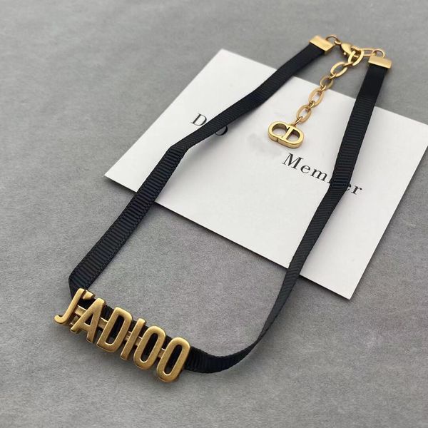 

d / di family classic black rope ja letter choker necklace clavicle chain female star net red same style, Silver