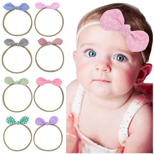 Baby-Stirnbänder, elastisch, spurloses Nylon, Haarbänder, koreanische Mädchen, niedlicher Punkt, Turbon-Knoten, Hasen-Stirnbänder, Kinder, Kinder, Haar-Accessoire, Schleifen