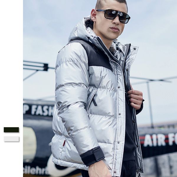 

mens down jacket canadian hooded winter casual coat thicken men clothing solid outdoor fashion men jacket casual loose outerwear, Black