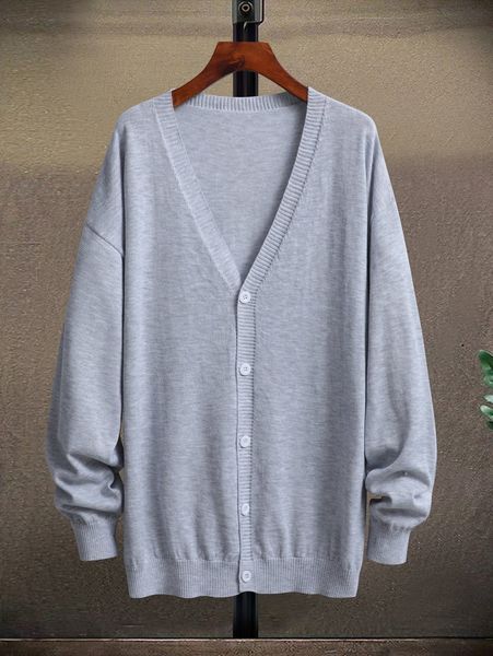 

men button front drop shoulder cardigan l1pn#, White;black