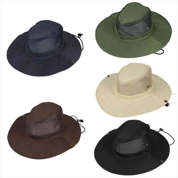 

summer breathable mesh beach hats man wide brim sun protection ultraviolet-proof collapsible bucket fishing hat outdoors, Blue;gray