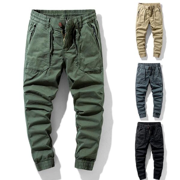 

men's pants men hip hop clothes male fashion baggy trousers casual mid waist pencil solid pocket full length streetwear, Black