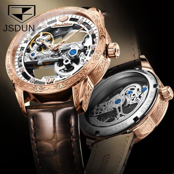 

wristwatches real genuine leather strap men's watch automatic mechanical wristwatch waterproof sports watches men chronograph, Slivery;brown