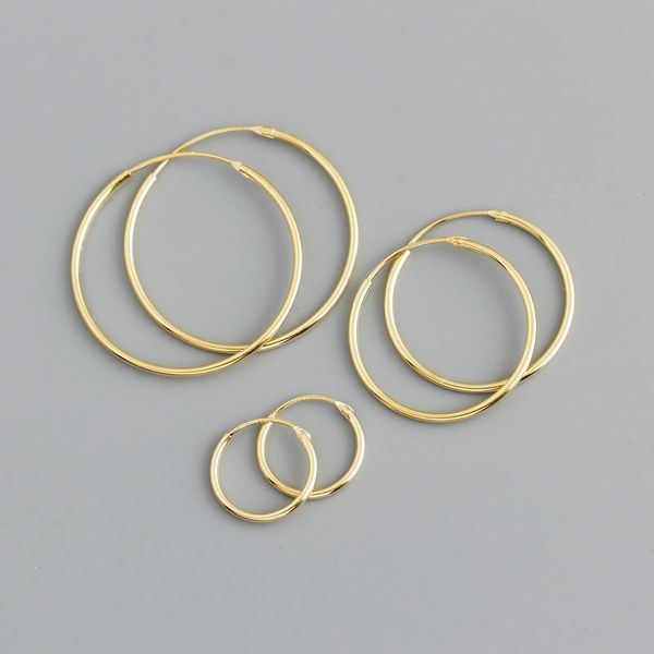 

hoop & huggie 1pair 28/22/12mm size circle 925 silver earrings for women 2021 trend jewelry large simple round glossy teens, Golden;silver
